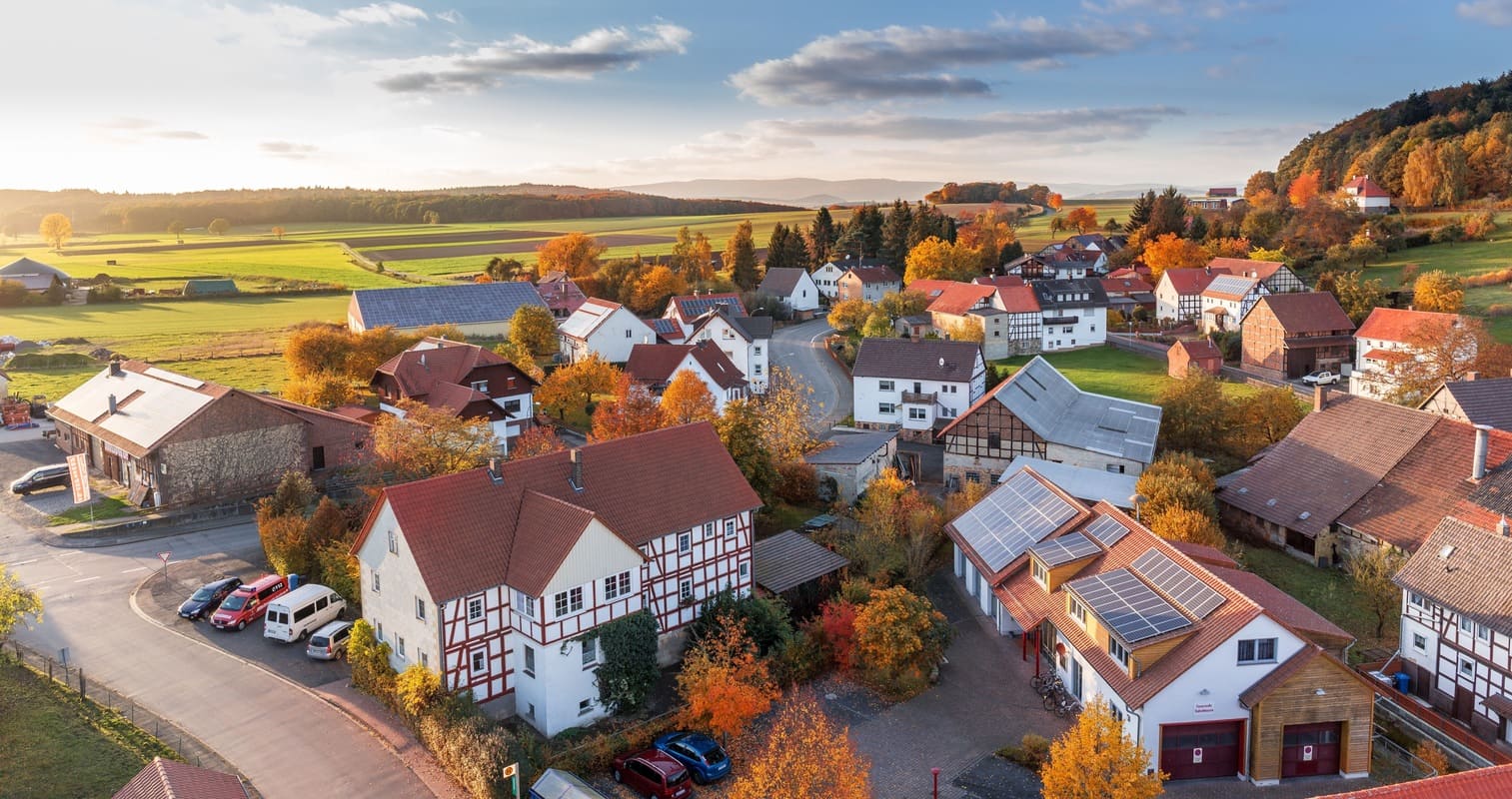 Background Image: Autumn sunset neighborhood